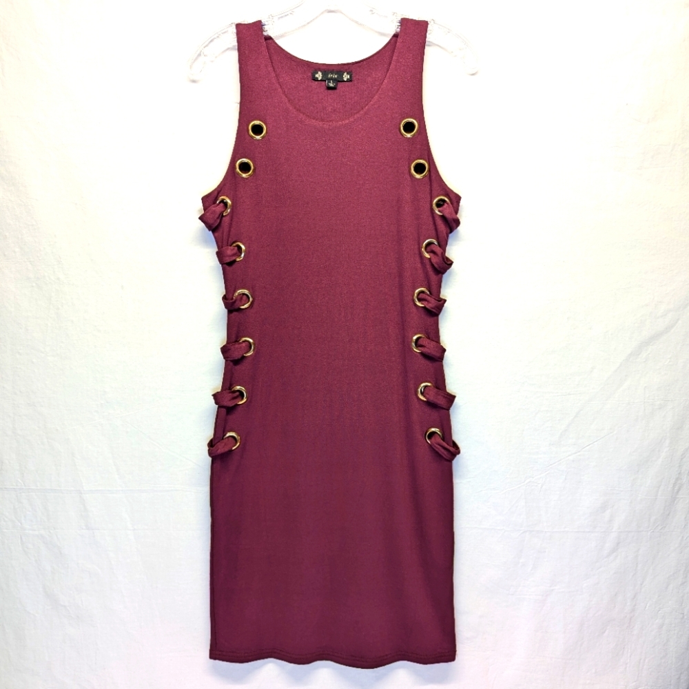 Iris Burgundy Bodycon Mini-Midi Dress